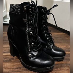 Black Lace-Up Ankle Boots